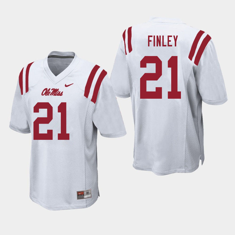 Men #21 A.J. Finley Ole Miss Rebels College Football Jerseys Sale-White - Click Image to Close